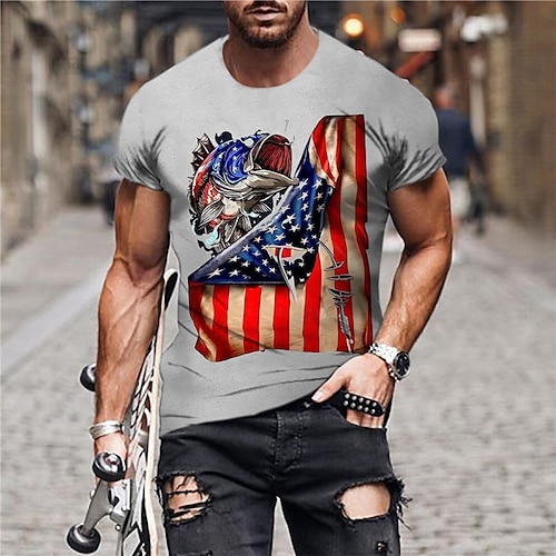 

Homme Unisexe T shirt Tee Imprimés Photos Drapeau National Col Ras du Cou Vert Véronèse Gris 3D effet Extérieur Plein Air Manches Courtes Imprimer Vêtement Tenue Rétro Vintage Sportif Design Casual