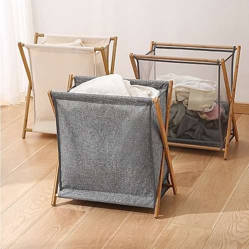 

Laundry Basket Storage Basket Foldable Collect Clothes Storage Basket Home Bamboo Wooden Bathroom Dirty Clothes Basket Laundry