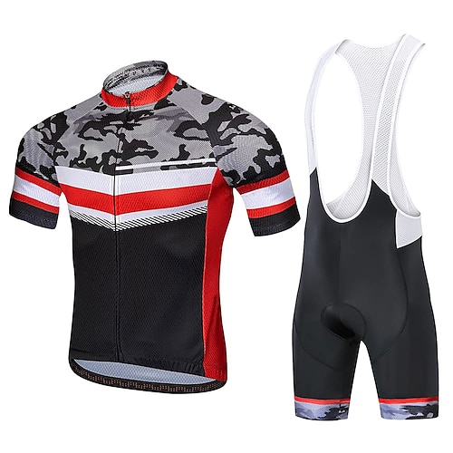 

Men's Short Sleeve Cycling Jersey with Bib Shorts Blue Bike 3D Pad Breathable Quick Dry Sports Graphic Clothing Apparel