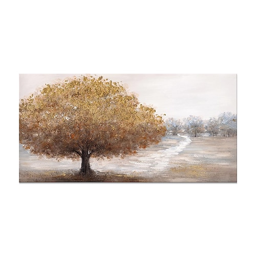 

Handmade Oil Painting Canvas Wall Art Decoration Abstract Landscape Golden Tree for Home Decor Rolled Frameless Unstretched Painting