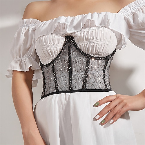 

Corset Women's Corsets Corset Tops Party & Evening Valentine's Day Club White Black Breathable Comfortable Underbust Corset Tummy Control Push Up Fashion Spot Fall Winter Summer