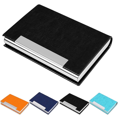 

Business Card Holder, Business Card Case Professional PU Leather & Stainless Steel Multi Card Case,Business Card Holder Wallet Credit Card ID Case/Holder for Men & Women