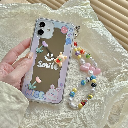 

Phone Case For Apple Back Cover Classic Series iPhone 13 Pro Max 12 11 SE 2022 X XR XS Max 8 7 Bumper Frame with Wrist Strap Soft Edges Word / Phrase Flower TPU PC