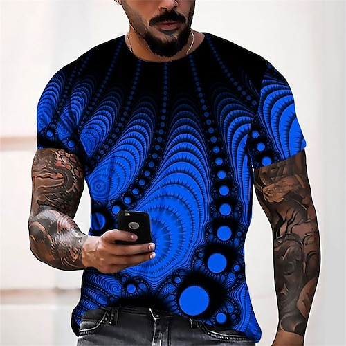 

Herren Unisex T Shirt 3D Grafik-Drucke Rundhalsausschnitt Grün Blau Gelb Rote 3D-Druck Outdoor Strasse Kurzarm Bedruckt Bekleidung Sport Designer Casual Groß und hoch / Sommer / Sommer