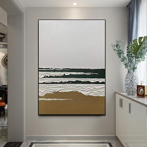 

Handmade Hand Painted Oil Painting thick Texture Wall Art Brown Beachside Landscape Decoration Home Decoration Decor Canvas Painting for Living Room