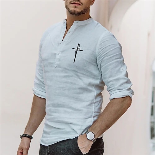 

Men's Shirt Hot Stamping Graphic Patterned Collar Street Casual Button-Down Print Long Sleeve Tops Designer Casual Fashion Breathable White / Summer