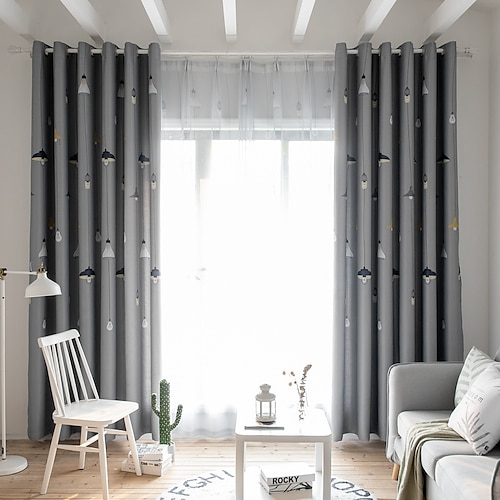 

Two Panel Nordic Style Lamp Printing Blackout Curtain Living Room Bedroom Dining Room Children's Room Study Room Insulation Curtain