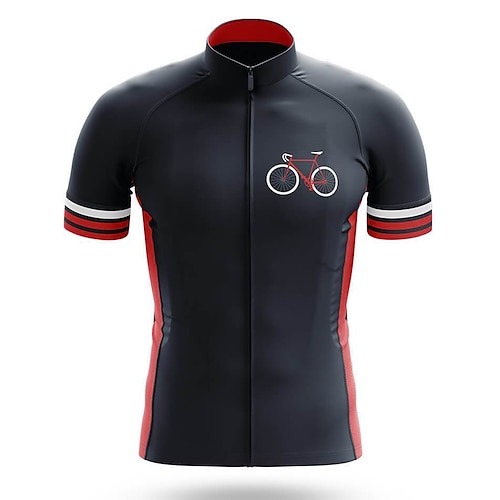 

21Grams Men's Cycling Jersey Short Sleeve Bike Top with 3 Rear Pockets Mountain Bike MTB Road Bike Cycling Breathable Quick Dry Moisture Wicking Reflective Strips Dark Navy Graphic Stripes Polyester