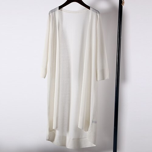 

Women's Sweater Jumper Knit Knitted Solid Color V Neck Stylish Casual Daily Going out Fall Spring White Black One-Size / Regular Fit / Cardigan
