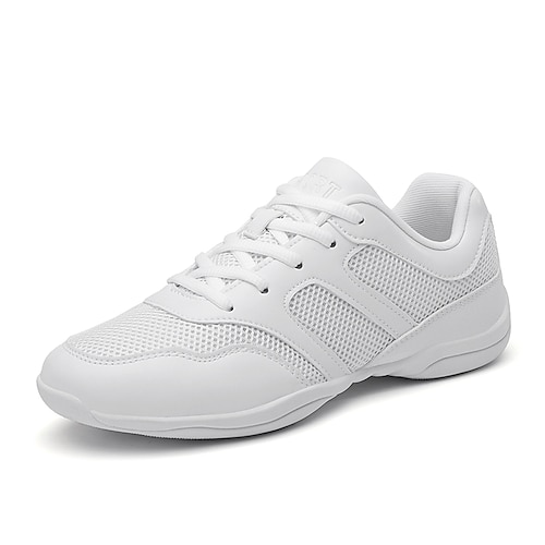 

damen tanz turnschuhe cheer schuhe trainingspraxis cheerleading professional sneaker kubanischer absatz runde spitze schnürung teenager erwachsene weiß