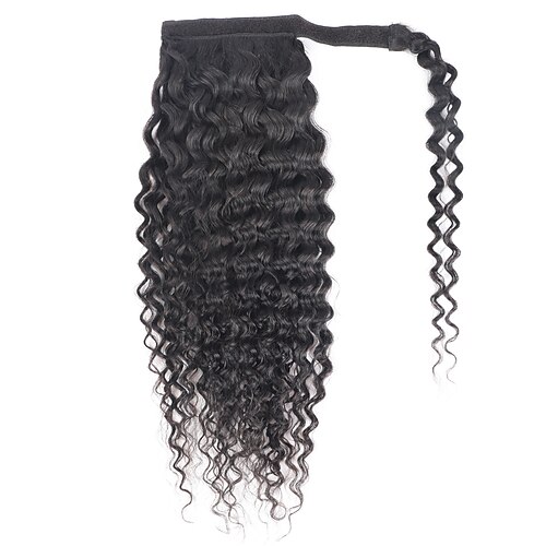 

Curly Wave Brazilian Human Hair Velcro Ponytails Long With Daily Wear