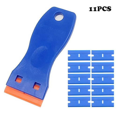 

11 Piece Plastic Scraper Set Professional Window Film Vinyl Wrap Tool With 10 Piece Carbon Steel Blades