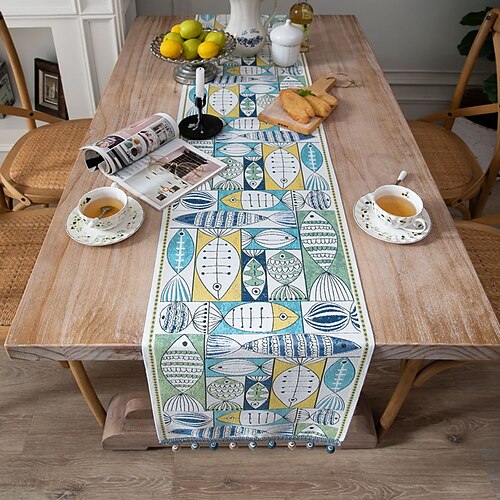 

Farmhouse Table Runner Vintage Table Runner Cotton Linen Table Decorations for Dining Party Holiday