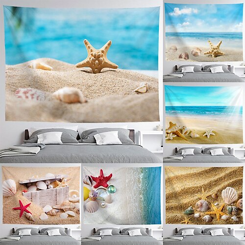 

Ocean Shell Wall Tapestry Art Decor Blanket Curtain Hanging Home Bedroom Living Room Decoration Polyester