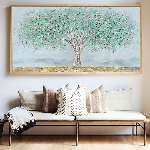 

Handmade Hand Painted Oil Painting Wall Art Green Tree Abstract Landscape Paintings Home Decoration Decor Rolled Canvas No Frame Unstretched