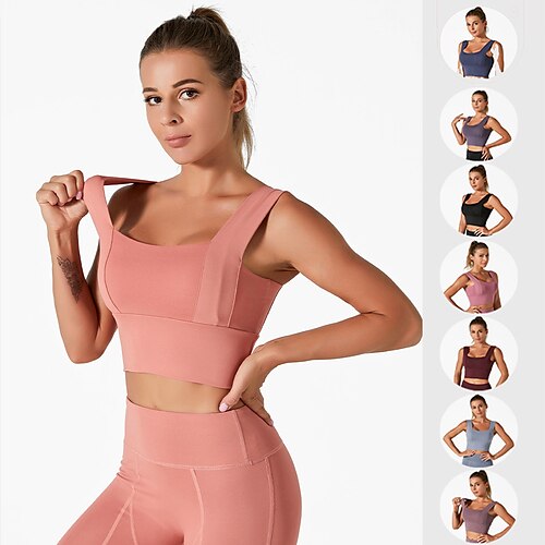 

Damen Longline Sport-BH Bralette dehnbar mittlerer Halt Nylon Spandex Yoga Fitness Fitnesstraining atmungsaktiv leicht weich gepolstert dunkelrosa schwarz lila rosa pink fuchsia bordeaux