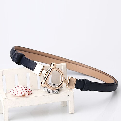 

Women's PU Buckle Belt PU Leather Metal Bucke Geometric Formal Casual Daily White Black Blue Red