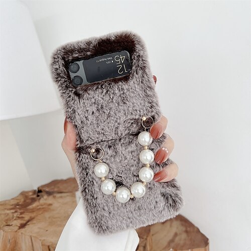 

telefon Etui Til Samsung Galaxy Flip Case Z Flip Z Flip 3 Flipp Støvtett med håndleddsstropp Plysj PC PU lær