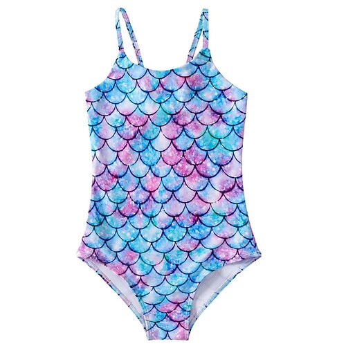 

Kids Girls' One Piece Swimwear Bikini Color Block Active Print Bathing Suits 2-8 Years Spring Light Blue