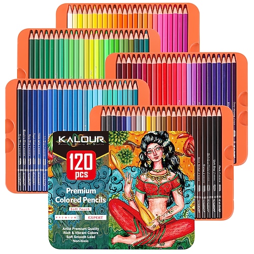 

Colored Pencils Woodcase Lead Pencils Drawing Pencils HB Tin Box Professional Numbered Gift Box 120 Colors Set Plastic Wood Metal Pencils 120 for Kids Art Drawing Drafting Sketching Shading