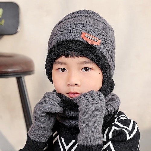 

Kid's Slouchy Beanie Hat Winter Warm Set Sports & Outdoor Daily Holiday Polyester Sports & Outdoors Casual 1 set