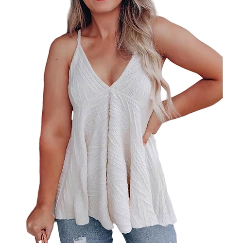 

Women's Plus Size Tops Camisole Plain Backless Sleeveless Strap Streetwear Daily Back to School Polyester Spring Summer Green White