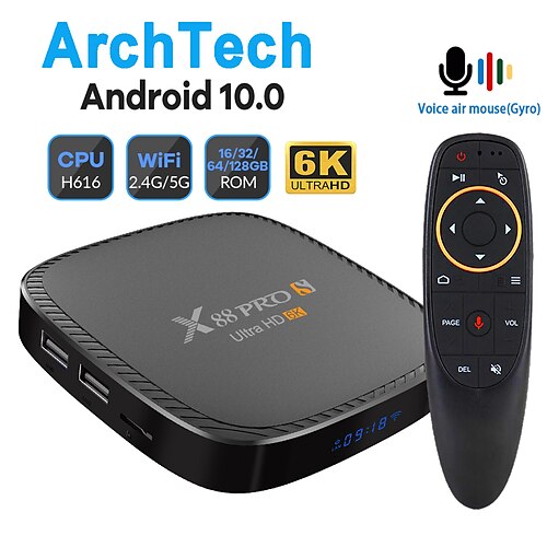 

X88 PRO S Android 10.0 TV BOX H616 2.4G5G Fast dual WiFi Support 4K 6K 3D With H.265 Fast Set Top TV Box Receiver