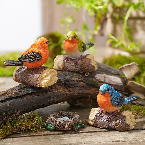 

Mini Sparrow/Nest Garden Ornament Decorative Objects Resin Modern Contemporary for Home Decoration Gifts 1pc