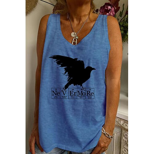 

Women's Graphic Patterned Casual Daily Blouse Sleeveless U Neck Casual Tops Green White Black S