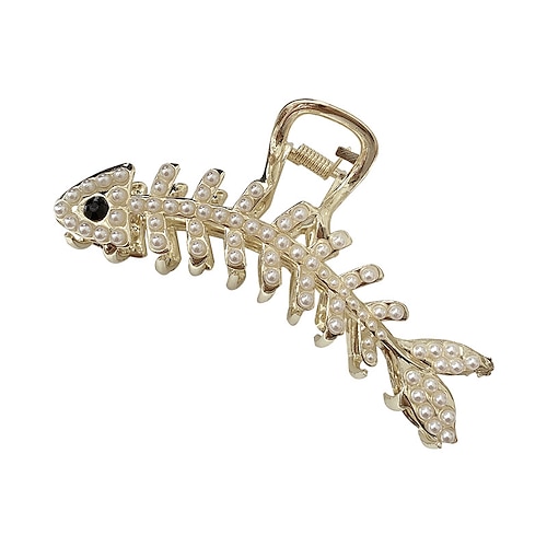 

1Pc Hair Claw Clips Large Metal Claw Strong Hold Clips Vintage Fish Shape Non-slip Hair Catch Barrette Clamp Hairpins for Fixing Hair Accessories for Women and Girls