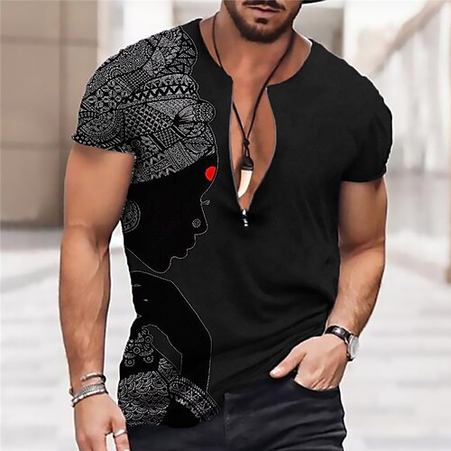 

Men's Unisex T shirt Tee 3D Print Cartoon Graphic Prints Crew Neck Street Daily Zipper Print Short Sleeve Tops Designer Casual Big and Tall Sports Black / Summer