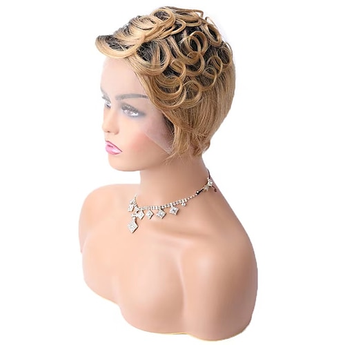 

Short Pixie Cut Human Hair Wigs Brazilian Short Wig 13X4X1Lace Front Wig Human Hair Short Side part Curly Wigs for Women Human Hair