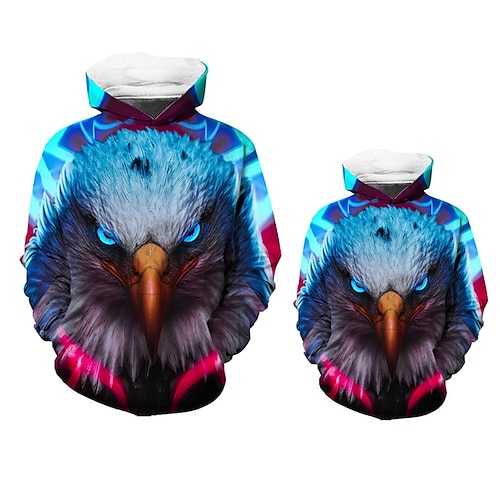 

Dad and Son Hoodie Galaxy Animal Street Print Green Blue Royal Blue Long Sleeve Active Matching Outfits