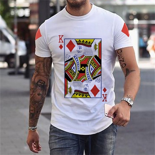 

Men's T shirt Tee Graphic Poker Crew Neck White Hot Stamping Casual Daily Short Sleeve Print Clothing Apparel Cotton Sports Fashion Lightweight Big and Tall / Summer