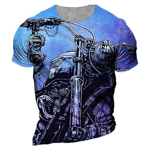

Men's Unisex T shirt Tee Graphic Prints Machine Crew Neck Blue 3D Print Outdoor Street Short Sleeve Print Clothing Apparel Sports Designer Casual Big and Tall / Summer / Summer