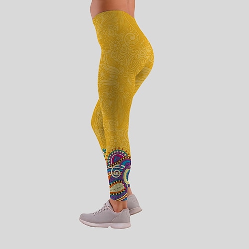 

Women's Leggings Workout Tights High Waist Bottoms Tummy Control Butt Lift 3D Print Green Purple Yellow Yoga Fitness Gym Workout Sports Activewear High Elasticity Athletic Athleisure Wear