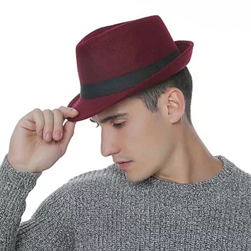 

Men's Hat Bucket Hat Black Wine Gray Daily Prom Pure Color Pure Color Sun Protection Fashion
