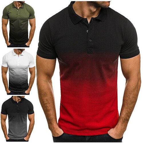 

Men's Gradient Polo Shirt Golf Shirt Hiking Tee shirt Short Sleeve Shirt Summer Button Lapel T-Shirt Outdoor Breathable Quick Dry Lightweight Sweat wicking Casual Tops Blouse Fishing Climbing Beach