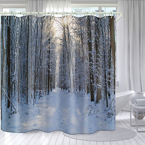 

Forest Peach Blossom Series Digital Printing Shower Curtain Shower Curtains Hooks Modern Polyester New Design