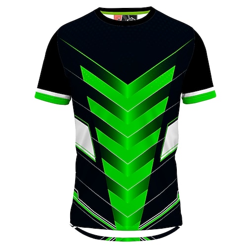 

21Grams Men's Downhill Jersey Dirt Bike Jersey Short Sleeve Mountain Bike MTB Road Bike Cycling Green Red Geometic Bike Jersey Breathable Quick Dry Moisture Wicking Polyester Spandex Sports Geometic