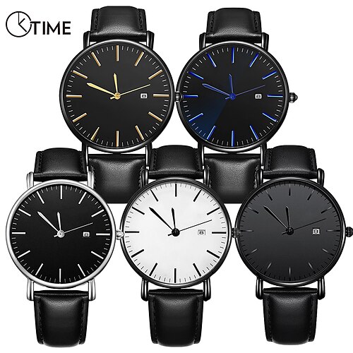 

Fashion Men Waterproof Wristwatches Mens Calendar Leather Watch