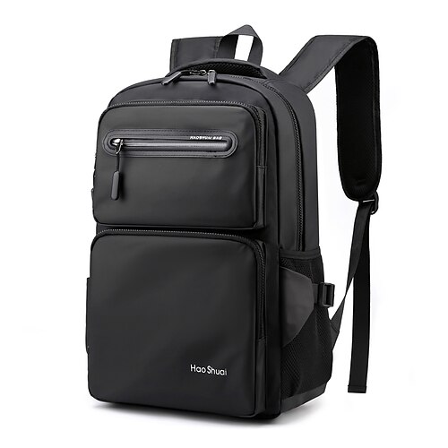 

Men's School Bag Commuter Backpack Functional Backpack Oxford Cloth Nylon Solid Color Large Capacity Waterproof Zipper School Daily Green Black Blue Gray