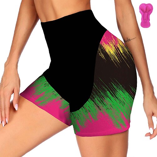 

21Grams Women's Bike Shorts Cycling Shorts Bike Padded Shorts / Chamois Bottoms Mountain Bike MTB Road Bike Cycling Sports Graffiti 3D Pad Cycling Breathable Quick Dry Green Polyester Spandex