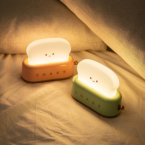 

Cute Night Light USB Charging Dimming Creative LED Bread Machine Bedside Counter Light Student Fun Lever Switch Mood Light Girl Gift Birthday Gift Table Decoration Atmosphere Light Gift Girl Lamp New