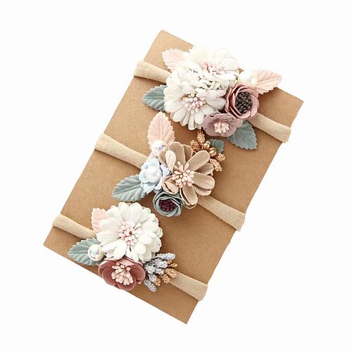 

3 Pieces Toddler / Baby Girls' Active / Sweet Daily Floral Floral Style Polyester Hair Accessories White Kid onesize