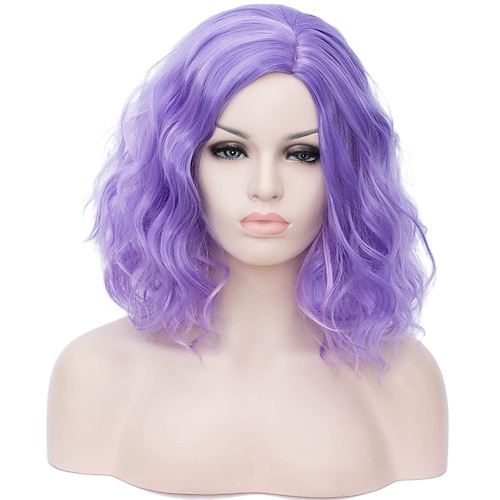 

Women Short Wavy Curly Bob Wig 40cm Cosplay Halloween Synthetic Wig