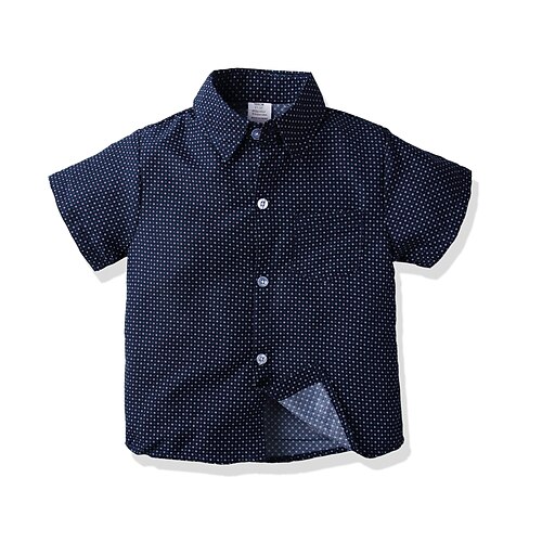 

Kids Boys Shirt Polka Dot Daily Short Sleeve Daily Cotton 3-8 Years Summer Blue