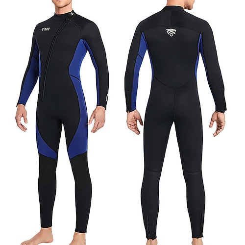 

Dive&Sail Men's Full Wetsuit 3mm SCR Neoprene Diving Suit Thermal Warm Windproof UPF50 High Elasticity Long Sleeve Front Zip - Swimming Diving Scuba Kayaking Patchwork Spring Summer Winter