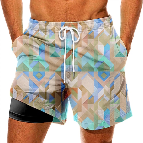 

Men's Swim Trunks Swim Shorts Quick Dry Board Shorts Bathing Suit with Pockets Compression Liner Drawstring Swimming Surfing Beach Water Sports Printed Summer / Stretchy