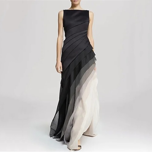 

Women's A Line Dress Maxi long Dress Black Sleeveless Color Gradient Ruched Mesh Spring Summer Round Neck Stylish Elegant Modern 2022 S M L XL XXL / Party Dress